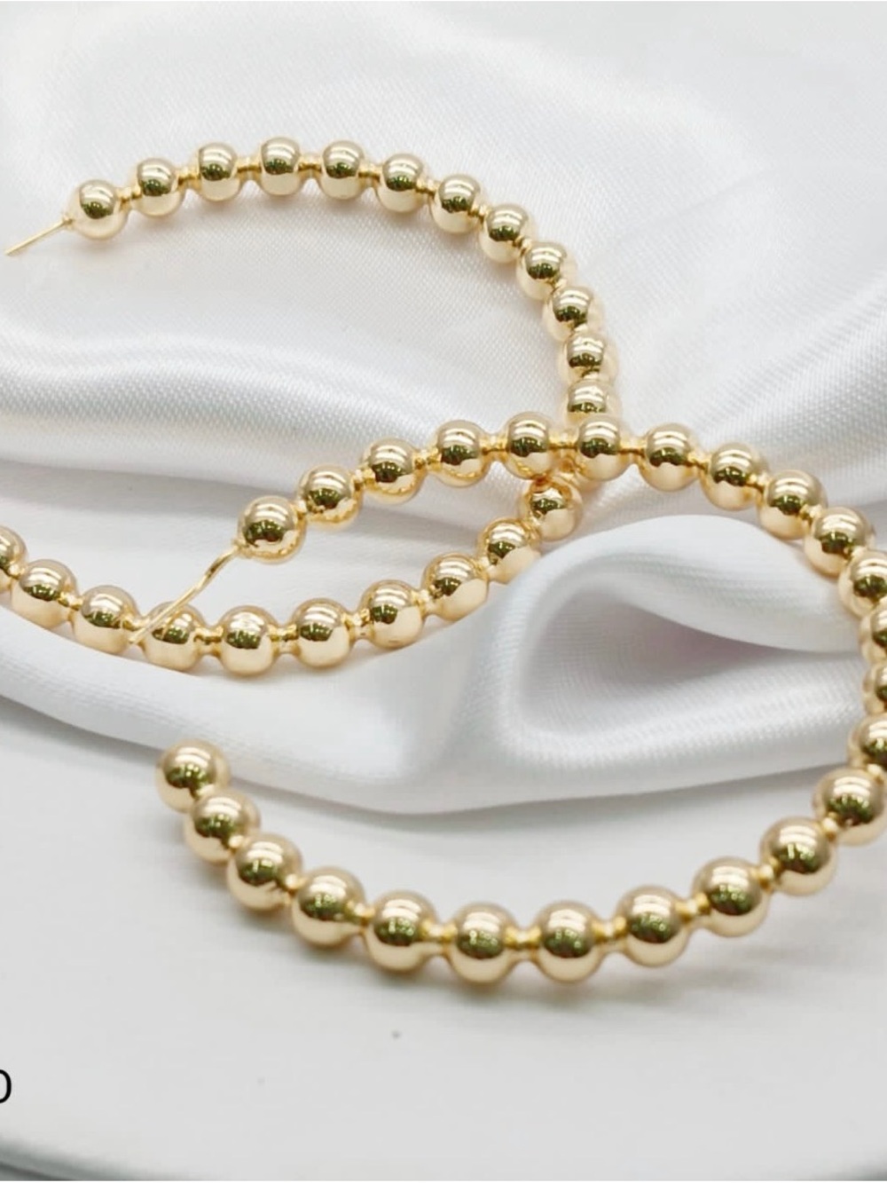 Gold Beaded Hoop Earrings - Elegant Women’s Jewelry